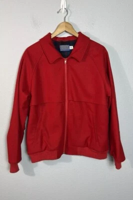 Vintage Pendleton Bomber Jacket Men's Medium Red Wool Full Zip Retro Dad - Image 1 of 4