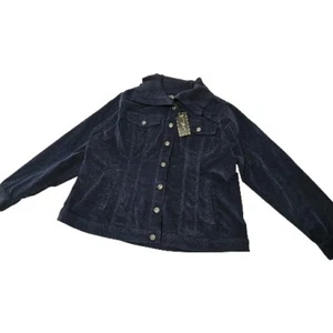 DG2 Pure Natural Fibers Women's 1X Size Collar Button Front Blue Jacket 1X  - Picture 1 of 12