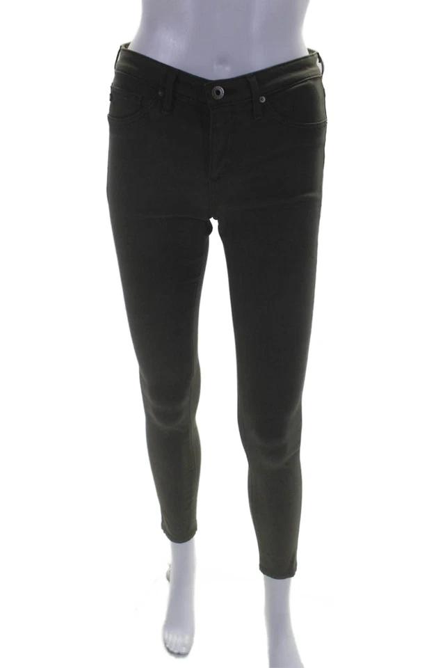 AG Adriano Goldschmied 女式绿色紧身踝超紧身牛仔裤 25 码 — 第 1/4 张图片