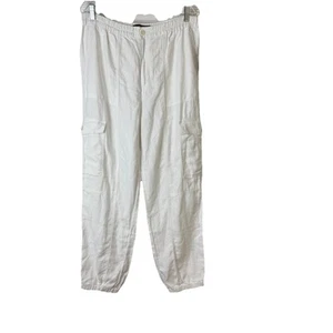 Lauren Ralph Lauren Black Label Women’s White 100% Linen Cargo Pants Sz 10 NWT - Picture 1 of 19