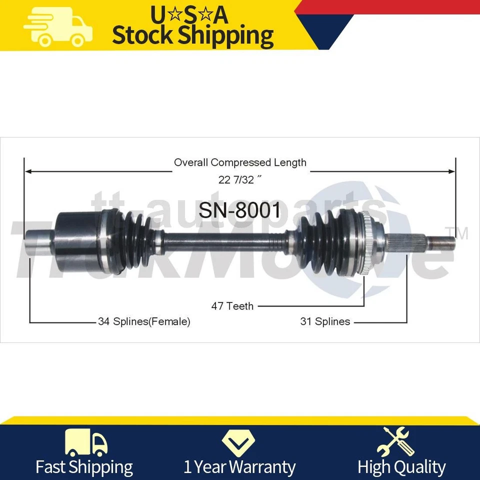 Junta de eje CV derecho del lado del pasajero delantero para Saturn SL 1993 1992 1991 Foto 1 de 1