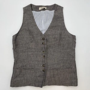 Toast Linen Waistcoat Vest Women’s UK Size 10 Grey Blue White Stripe Lining L13 - Picture 1 of 14