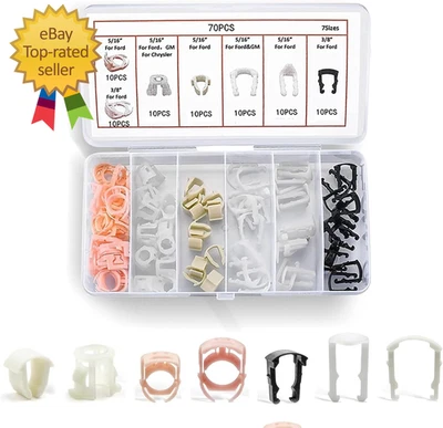 IJUICY Fuel Fine Clips Car Nylon Repair Kit 70pcs Hose Retainer Size Replacement 3/8 cl