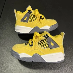 Nike Air Jordan 4 Retro TD 'Lightning' 2021 BQ7670-700 EE. UU. Talla 7C Niños - Imagen 1 de 7
