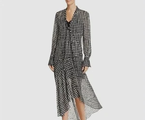 Theory Scarf Wrap Dress Black Multi Broken Oval Print Medium  with Underslip New - Picture 1 of 24