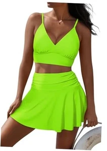Women's High Waisted Bikini Set Two Piece Swimsuit V Neck Spaghetti Straps - Picture 1 of 7
