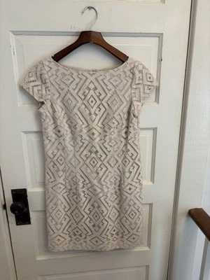 Nanette Lepore Cream Lace Cap Sleeve Sheath Dress Lined Size 2 Made In USA - Image 1 of 4