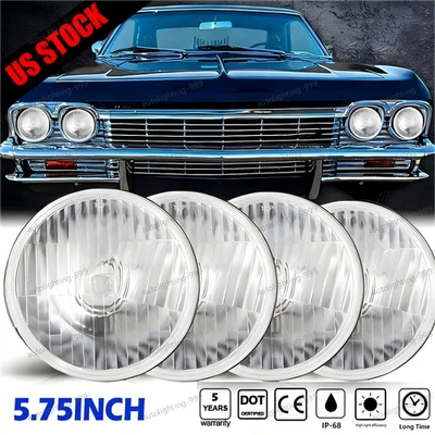 4 PIEZAS 5.75" 5 3/4 LED Faros Halo DRL Hi/Lo Para 58-75 Chevy Impala El Camino Foto 1 de 4