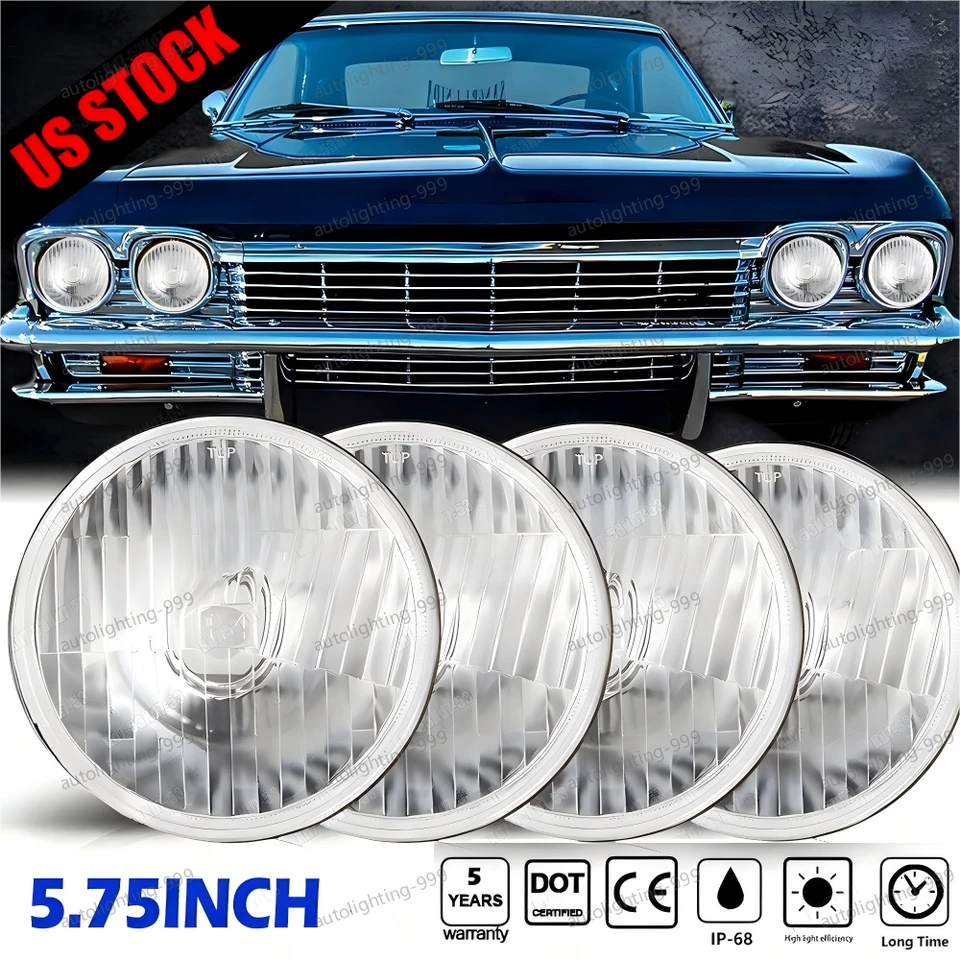 4 PIEZAS 5.75" 5 3/4 LED Faros Halo DRL Hi/Lo Para 58-75 Chevy Impala El Camino Foto 1 de 4