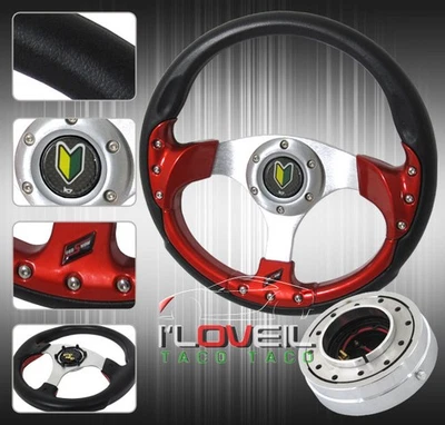 320mm 3 Spoke Fusion Steering Wheel W/ Chrome Slim Quick Release Adapter & Horn Foto 1 de 3