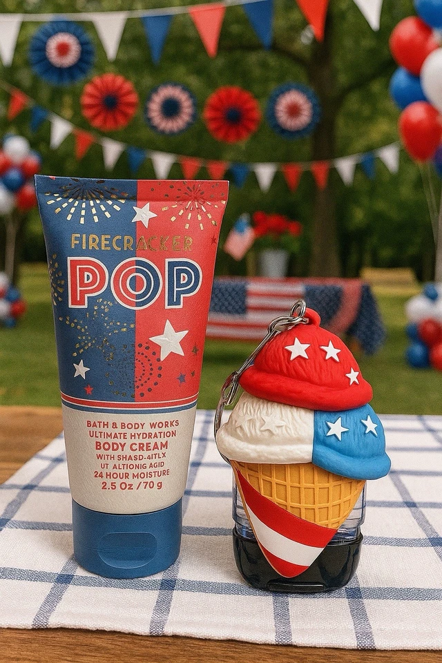 BATH & BODY WORKS FIRECRACKER POP TRAVEL SIZE BODY CREAM 2.5 FL OZ + HOLDER - Image 1 of 1