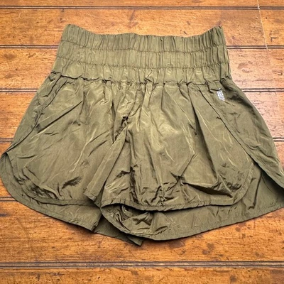 Free People Movement Hot Shot Shorts Olive Green Smocked Waist Athletic Shorts M - image 1 of 4
