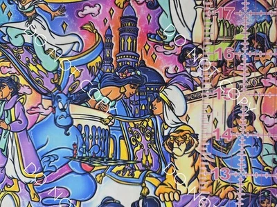 Tecido 100% algodão personalizado Disney Aladdin jasmim 1/4 jarda 9x56 esboço - Imagem 1 de 2