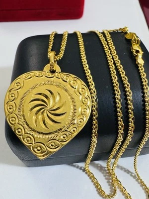 Nuevo collar corazón mujer puro 22K 22C 916 oro real fino 20” largo 9,7 g 2,2 mm Foto 1 de 4