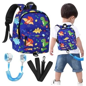  Toddler Backpack Leash Harness, Cute Kids Backpack Blue/Leaf Dino, Blue Link - Picture 1 of 8