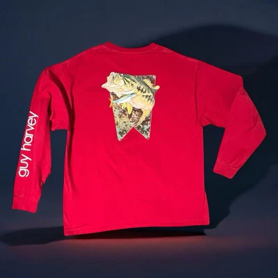 Guy Harvey Para Hombre Talla XL Rojo Gráfico Camisetas Manga Larga Boca Grande Bajo  Foto 1 de 4