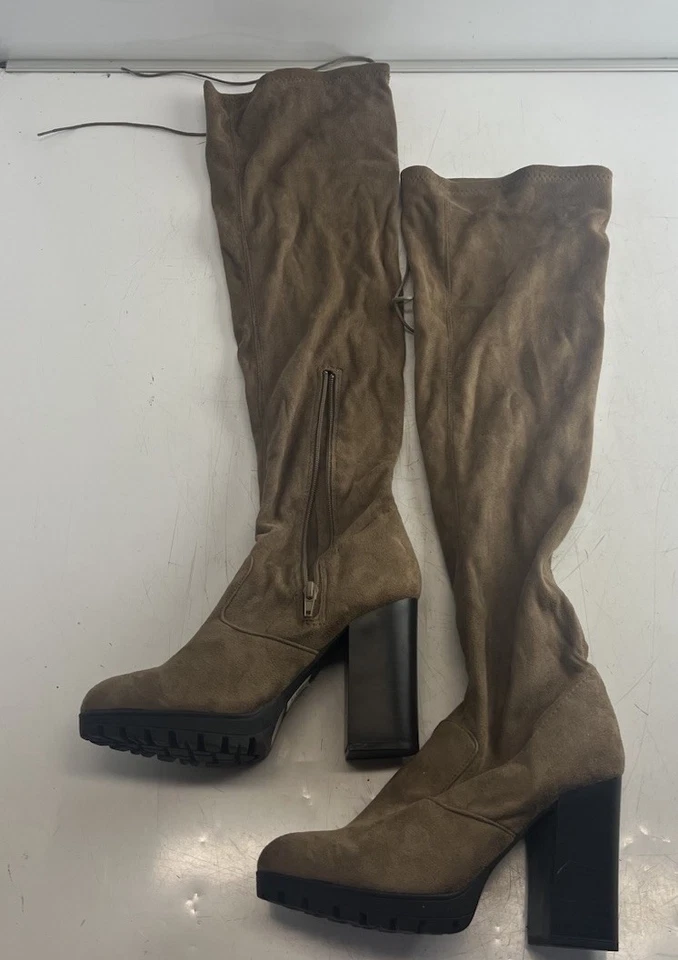 Botas femininas Wild Diva Lounge camurça sintética acima do joelho tamanho 9 marrom - Imagem 1 de 4