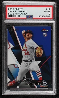 2018 Topps Finest Blue Refractor /150 Jack Flaherty #14 PSA 9 MINT Rookie RC - Image 1 of 2