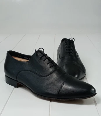 Zapatos Oxford para hombre SANTONI Darian de cuero negro pulido con puntera talla 10,5 2EE Foto 1 de 4