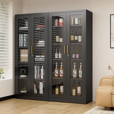 Display Cabinet with Glass Doors,Curio Cabinet with Lock,71" Metal Tall Display  - Image 1 of 4