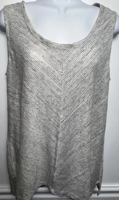 Вилли Смит 100% льняной туника Майка M без рукавов серый белый свободного кроя новый - Изображение 1 из 4