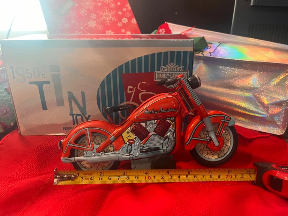 Harley-Davidson Xonex Tin Friction 1950s Black Motorcycle Replica Toy