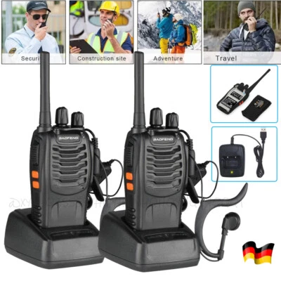 2er-Set Walkie Talkie PMR Funkgeräte Handfunkgerät Sprechfunkgeräte 5KM 446MHz - Bild 1 von 4