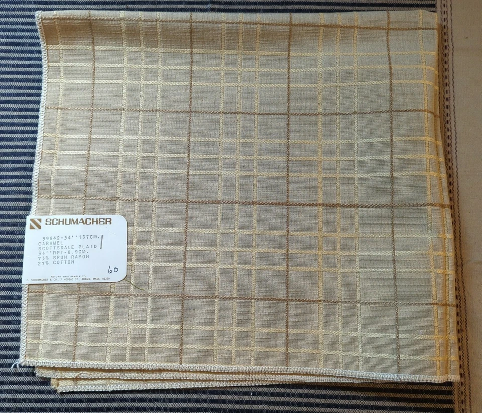 NEW Vintage Fabric Sample by Schumacher 26in x 26in Scottsdale Plaid - Image 1 of 3