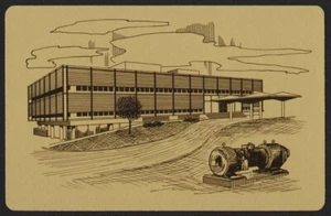 Vintage Einzelspielkarte MISSOURI PUBLIC SERVICE COMPANY Gebäude Bild Gold - Bild 1 von 2