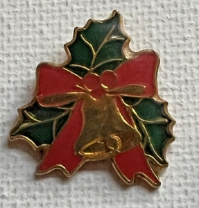 VINTAGE HOLLY BELL WEIHNACHTEN EMAILLE ANSTECKNADEL ABZEICHEN - Bild 1 von 3