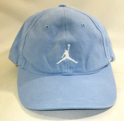 De colección. Gorra/sombrero Nike "Jumpman" azul claro de lona fina ~ correa de cuero ~ ¡EXCELENTE ESTADO! Foto 1 de 4