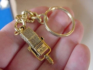 (M-4-D) RCA 44B/BX Mic Microphone KEY CHAIN gold plate JEWELRY I love mics - Picture 1 of 1
