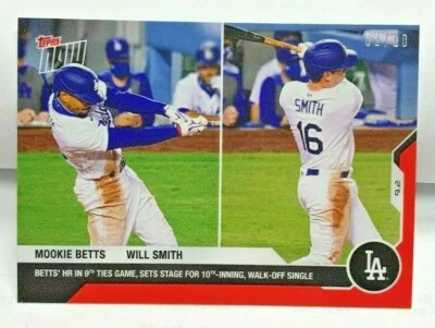Mookie Betts/Will Smith 2020 Topps Now MLB Baseball #203 - RED Parallel #'d 2/10 - Image 1 of 2