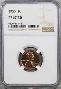 1955 Proof Wheat Cent NGC PF67 RD #9-018 - Picture 1 of 2