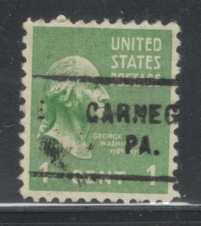 Sc # 804 ~ 1 cent Washington Issue, Precancel, CARNEGIE PA. - Image 1 of 1
