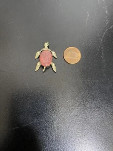 Vintage Gerry's turtle coral Red & Black Brooch Missing Pin Jewelry Figure - Picture 1 of 6