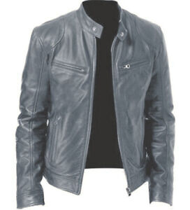 Gray Faux Leather Coats, Jackets & Vests for Men for sale | eBay