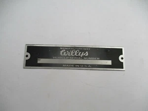 Targa targa Willys Jeep d'epoca 102x25mm - Foto 1 di 1