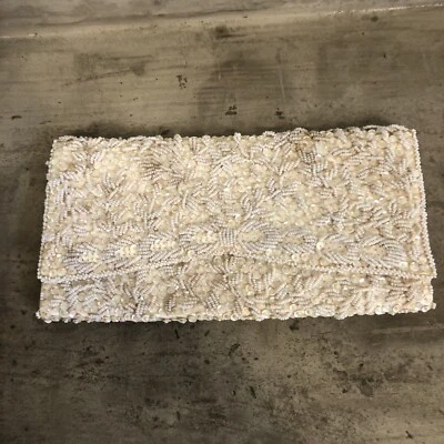 Bolso sin asas vintage para novia boda noche con cuentas lentejuelas blanco crema Hong Kong Foto 1 de 4