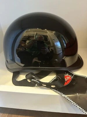 Casco de motocicleta Rodia EX-8 cara abierta 1/2 carcasa visera adjunta negro brillante NUEVO Foto 1 de 4