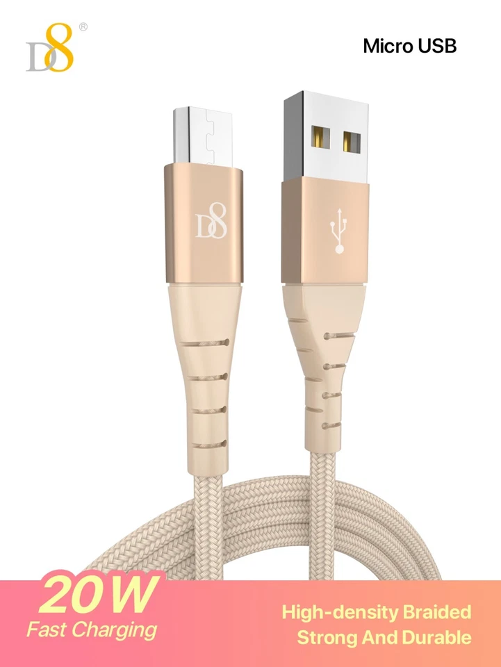 Micro USB Fast Charger Nylon braided  Power Sync Data Cable for Samsung Android - Image 1 of 4