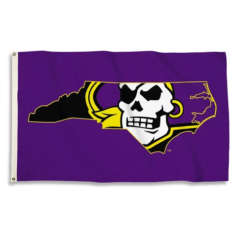 East Carolina Pirates 3' x 5' Flag (Logo State Shape Purple) ECU NCAA Cover