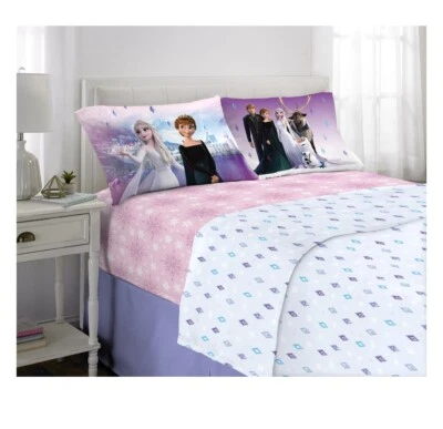 Juego de sábanas de microfibra tamaño completo Disney Frozen de 4 piezas Foto 1 de 4