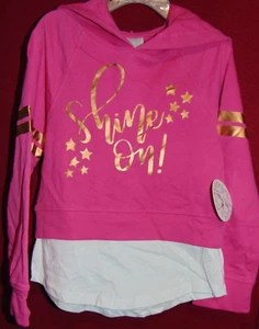 PONY TAILS Girls Size 6X Colorblock Hoodie "SHINE" Pink, White & Gold NWT! - Picture 1 of 9