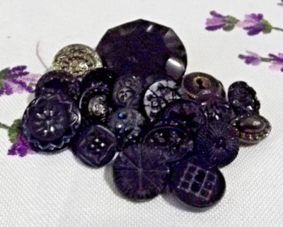 Antique Black Grass Buttons  - Variety Sizes, Shapes, Pics & Patterns + (3827) - Image 1 of 4