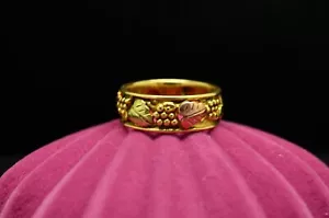 14K Yellow Gold Black Hills Gold Leaves & Grapes Design Ring Band Size 5.25 - Picture 1 of 3