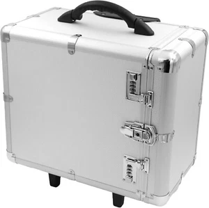 Aluminum Jewelry Storage Organizer Case Cabinet Rolling 16 3/8" Combination Lock - Picture 1 of 11