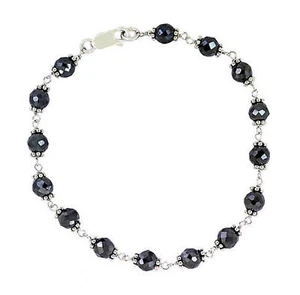 IGL Certified Black Diamond Bracelet 8 inches 6 mm in Sterling Silver Wire AAA  - Picture 1 of 3