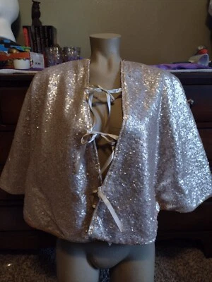 Mantón de hombro de lentejuelas doradas vintage con forro de gamuza sintética Foto 1 de 4