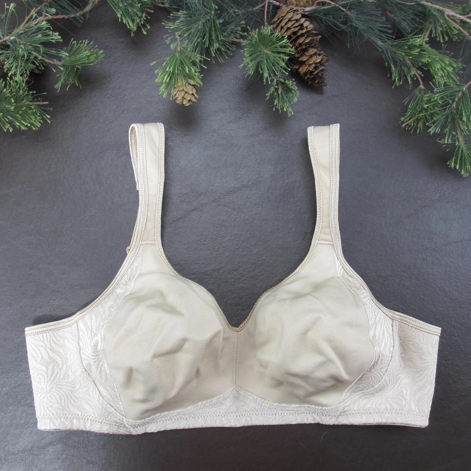 Sujetador Playtex 36B Beige Sin Acolchado Inalámbrico Cierre Ajustable Trasero Foto 1 de 4